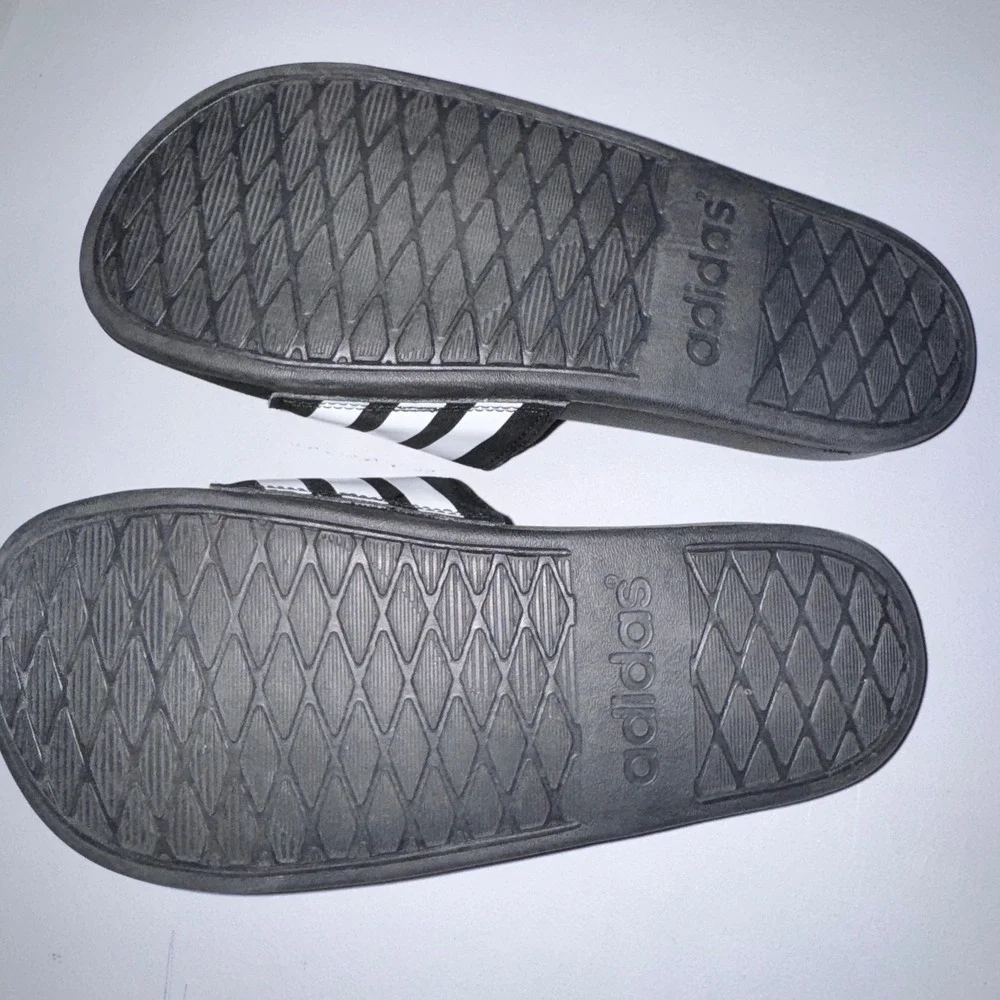 Adidas Adilette Shower Slide Sandals Black White Striped US 6 Men 3-Stripes